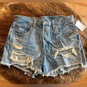 Casual Blue Distressed Jean Shorts